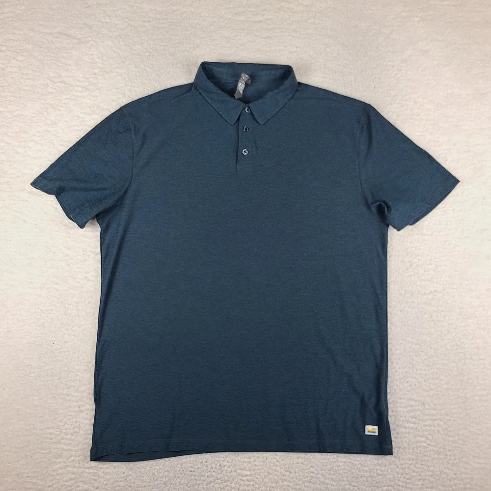 Vuori Strato Tech Polo Shirt Mens XL Dark Blue Performance Short Sleeve